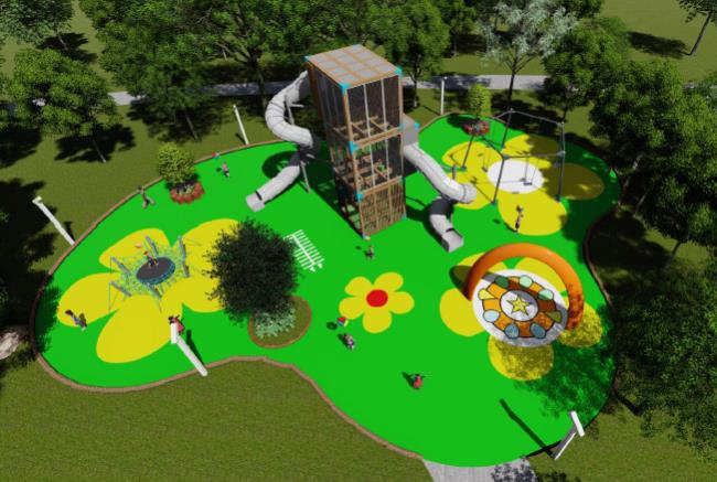 游乐园绿化人造草坪，为安全增加一道屏障